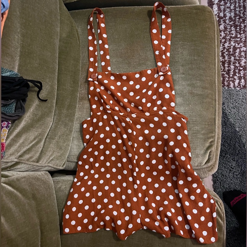 Kimchi Brown and White Polka Dot Romper